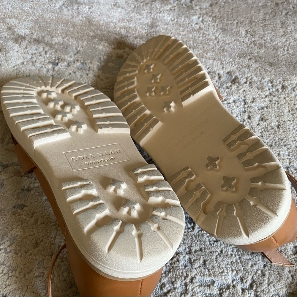 Cole Haan Fraya Platform Leather Sandals Ankle Strap Camel Tan Open Toe: 9B - Picture 9 of 10